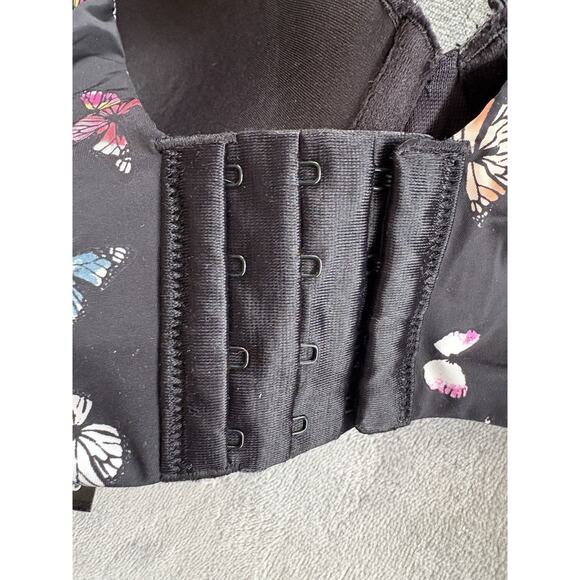 Torrid Bra 44D Boost Plunge Black Colorful Butterfly Padded Cris-Cross Front - Picture 5 of 5